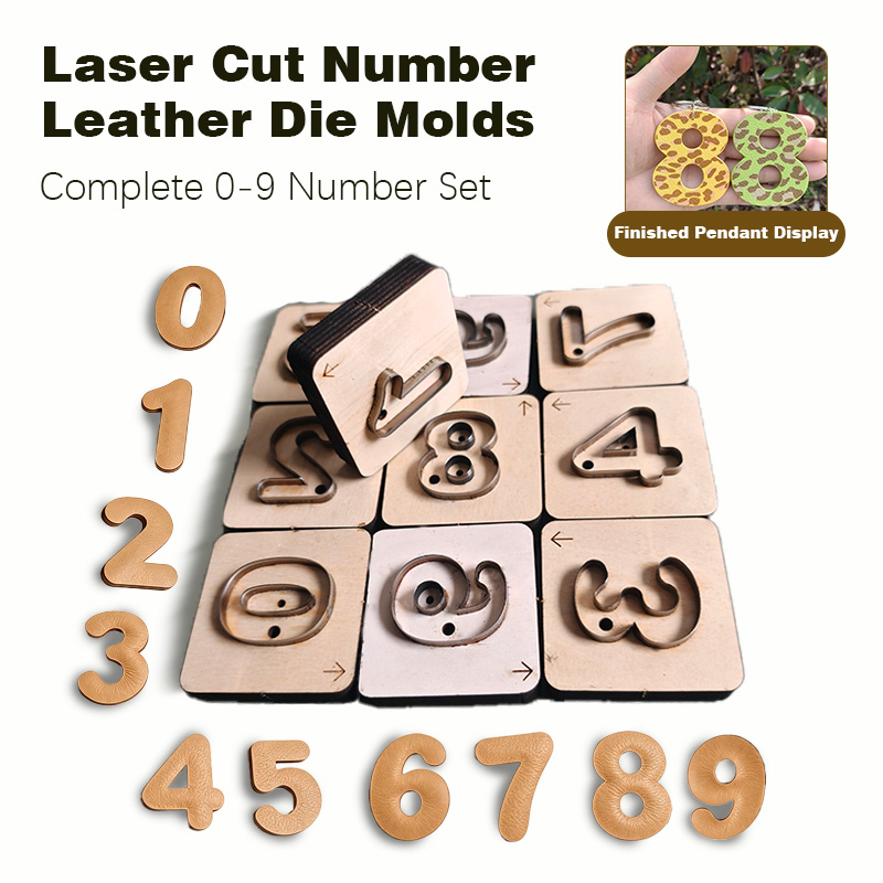 Monogram Keychain Leather - 0-9 Ziffern Leder-Schlüsselanhänger Stanzform Alphabet Nummerischer