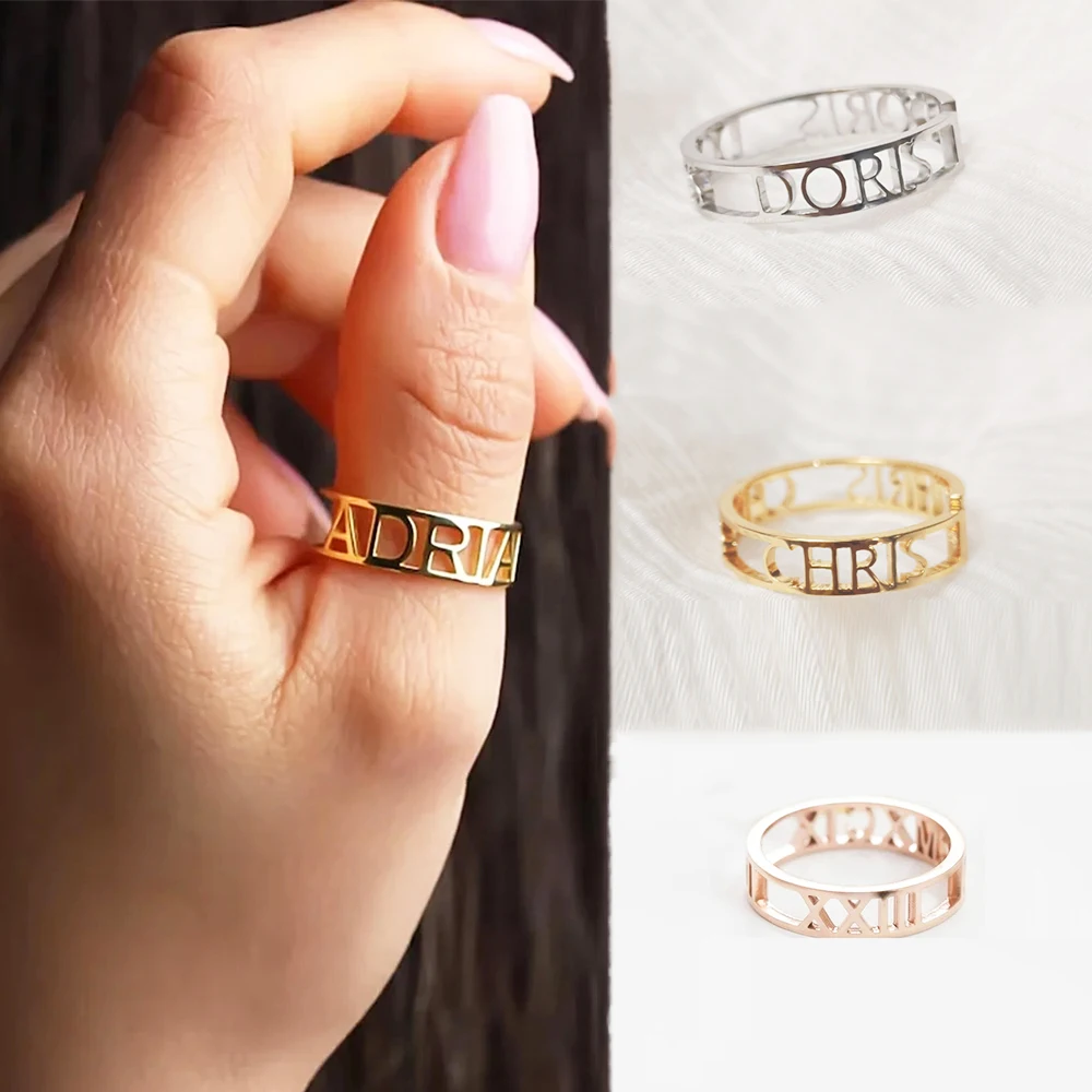 Initial Ring Custom - Personalisierter offener Ring mit Buchstaben und