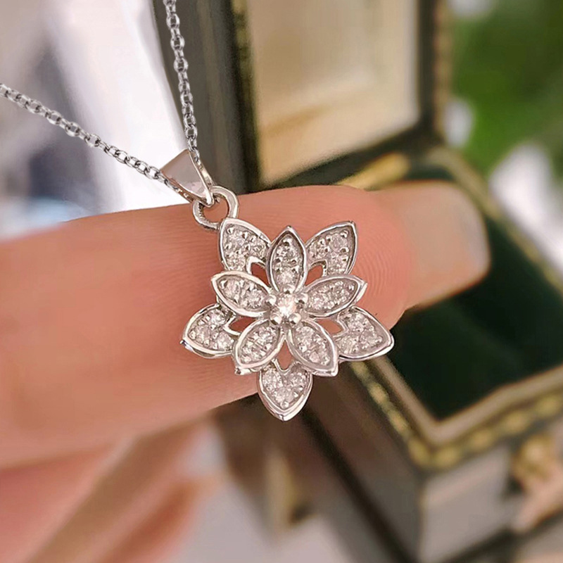 Birth Flower Necklace - Blumen-Halskette aus 925er-Sterlingsilber, Persönlichkeits-Charm, geometrische Form,